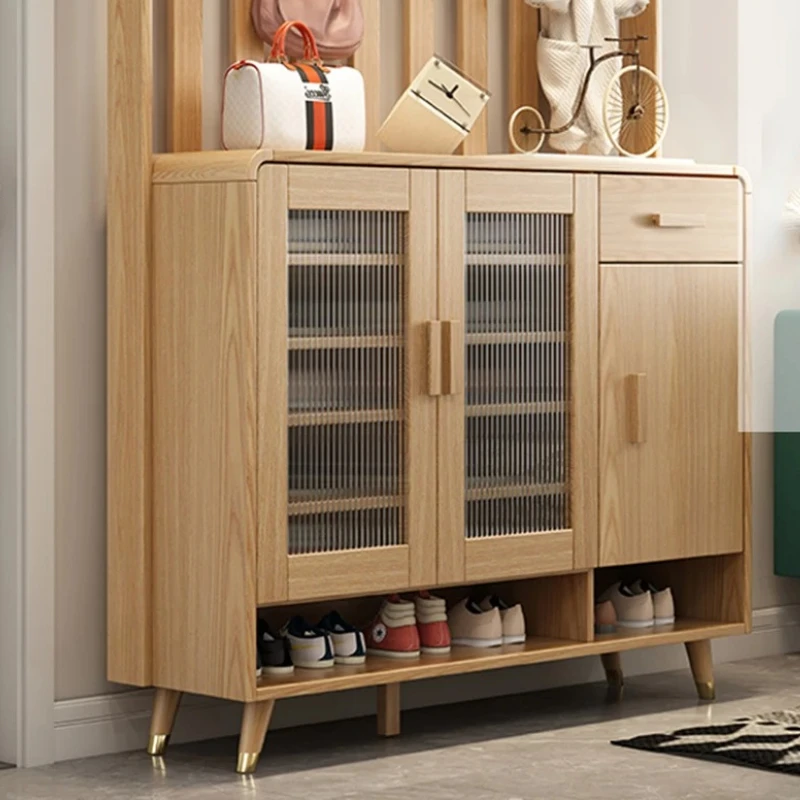 Cajonera de madera para zapatos, organizador de zapatos de diseño multicapa, mueble organizador de zapatos ultrafino
