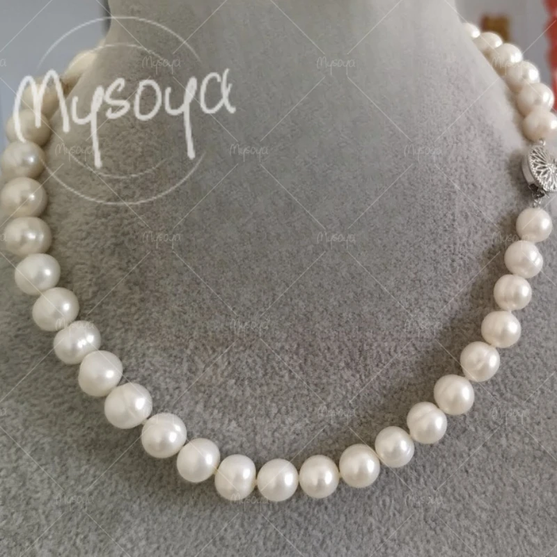 

MYSOYA 8-9mm White Freshwater Pearl Necklace, Suitable for Birthday/ Anniversary/ Wedding/ Mother's Day/ Father's Day Gift A0737