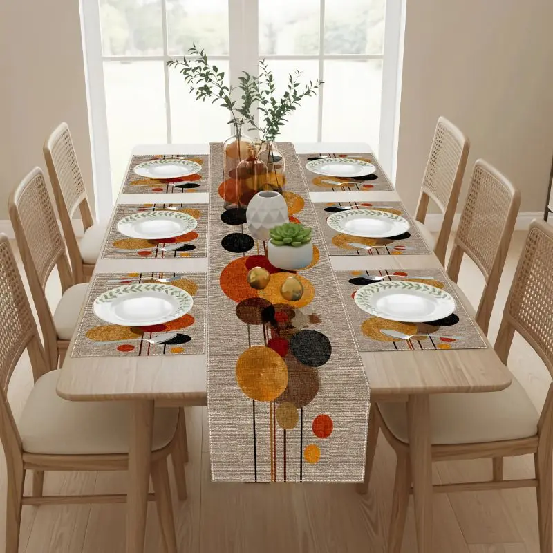 VIKAMA Nordic Morandi Table Flag Mat Set Waterproof and Anti slip Kitchen Dining Table Mat Home Decoration view 3