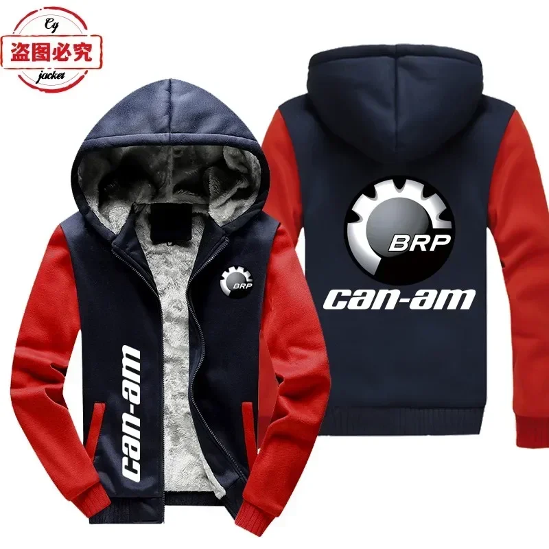 European Size CAN-AM Motorcycle Logo Printed Men's Jacket Racing Suit Top Casual Fleece Warm Hoodie Cycling Suit Work Clothes