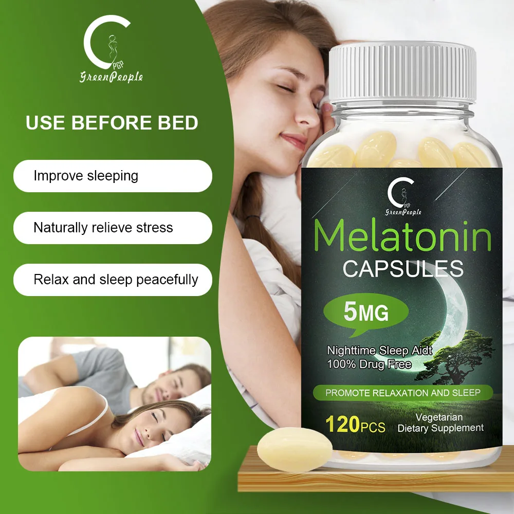 GPGP Greenpeople Melatonin Capsules Anxiety Stress Relief Sleep Better Remove Black-eye Body clock regulation sleeping helper