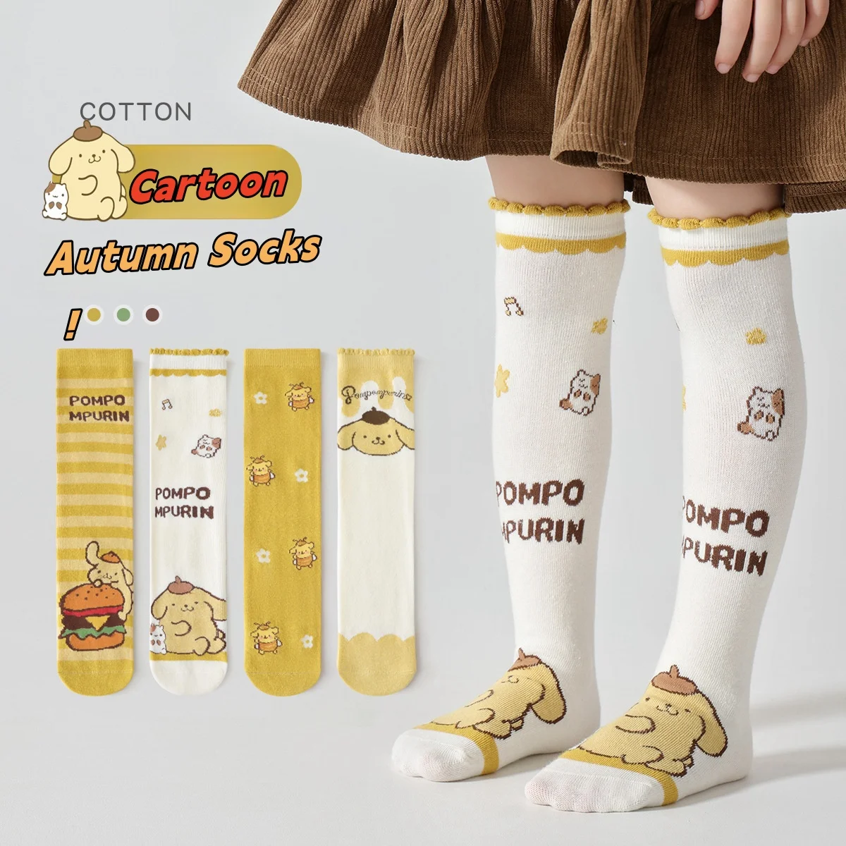 

3-9T Children's Long Socks Over The Knee Socks Girls' Cartoon Stockings Baby Infant Cotton Socks Autumn Long Cartoon Socks