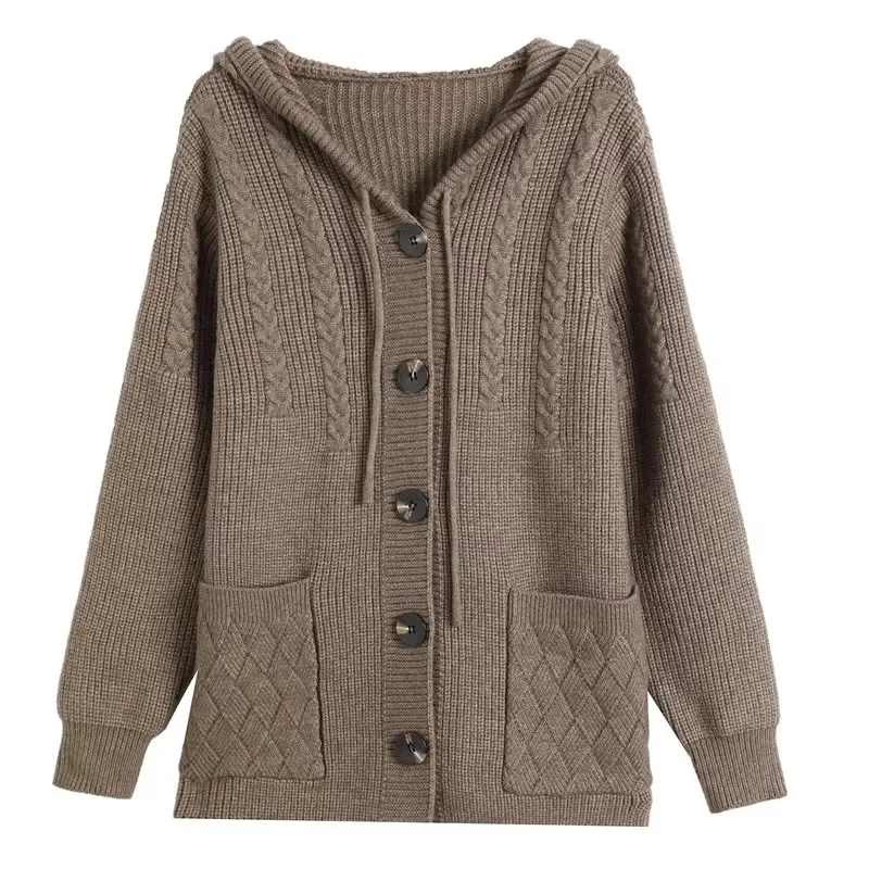 Sweater Cardigan Coat Women's Autumn Winter 2027 New Knitwear Explosions Loose Jacket Female Hooded Top Fashion Outerwear Ladies
