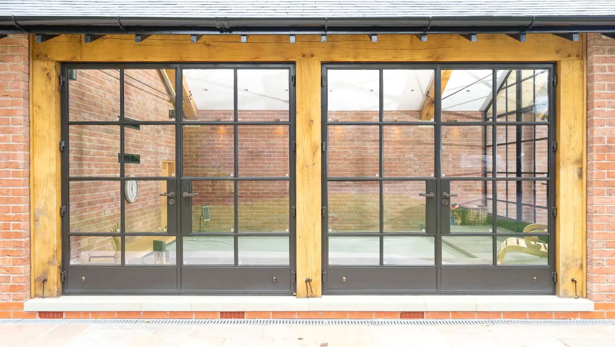 Factory Price Classical French Doors Wood Grain Single Double Glass Door Thermal Break Aluminum Profile Framed Casement Door