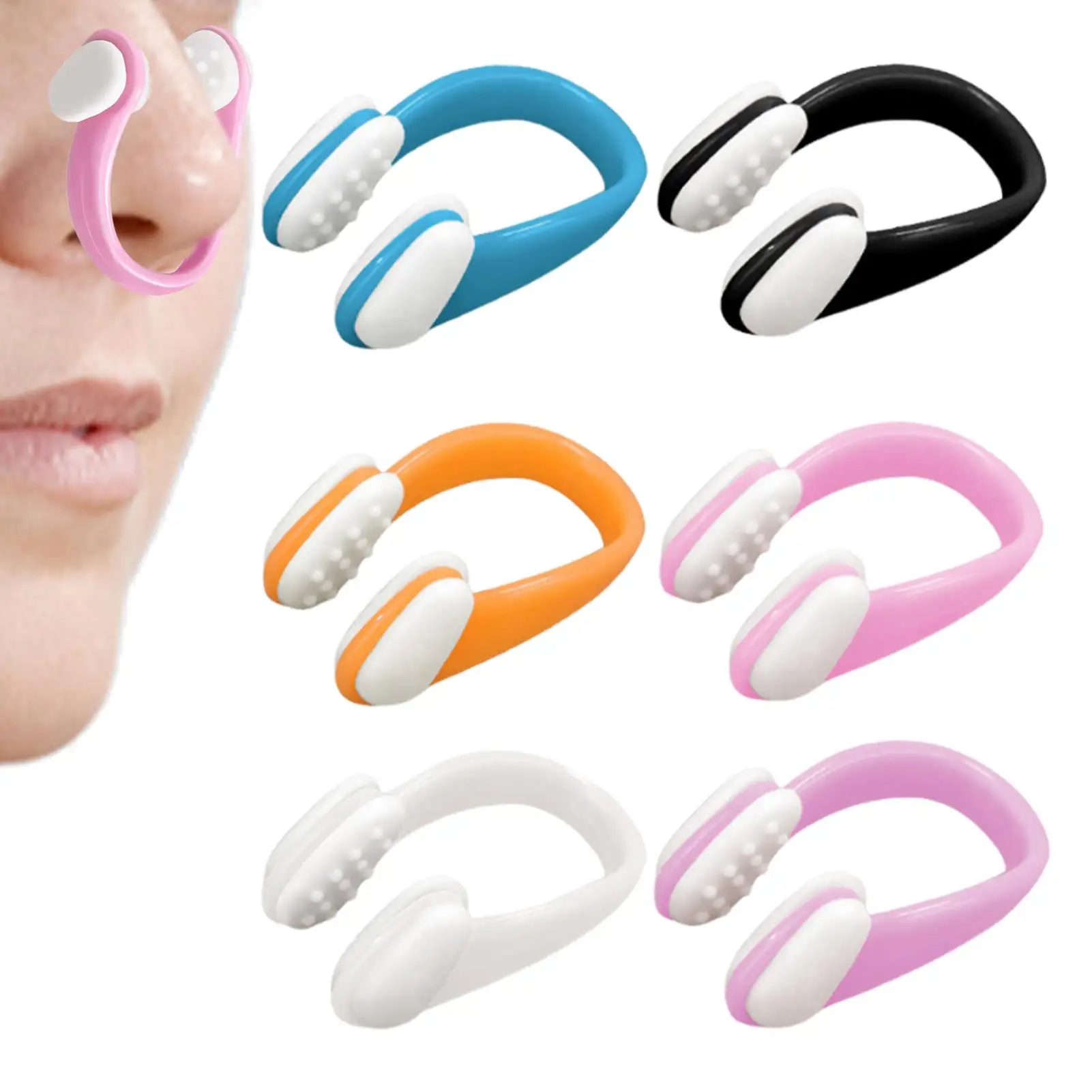 Tapón nasal para natación, Clip nasal impermeable para piscina, 6 piezas, tapón de silicona, Protector seguro para adultos, competición de apnea, agua para mujeres