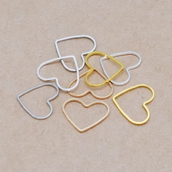 50pcs/Lot 15x18MM Rhodium Gold Color Brass Heart Shape Closed Rings Diy Jewelry Finding Connectors Accessories