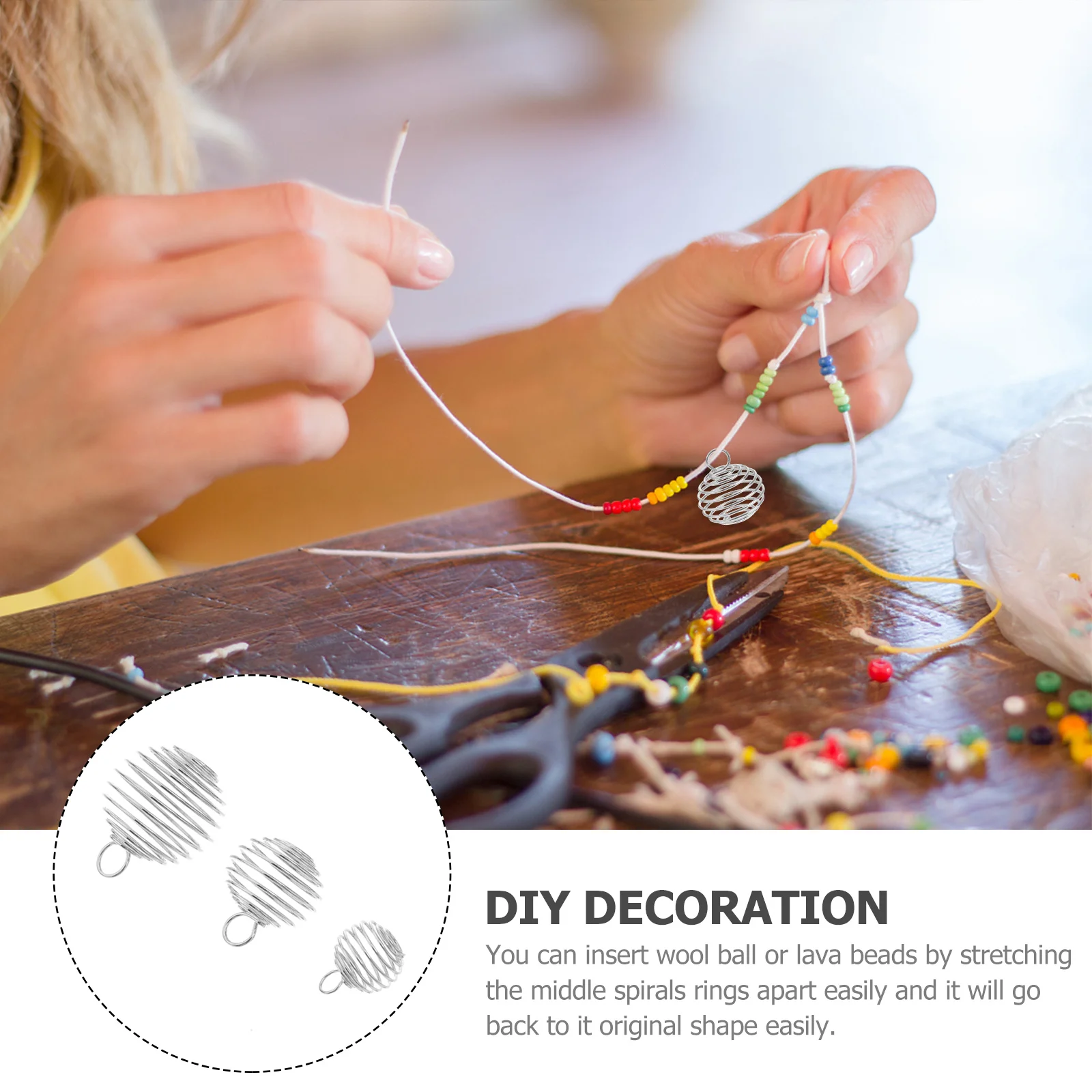 

30pcs Spiral Bead Cage Pendants 15*14Mm 25*20Mm 30*25Mm Silver Plated Alloy Diy Jewelry Making Supplies For Necklaces Bracelets