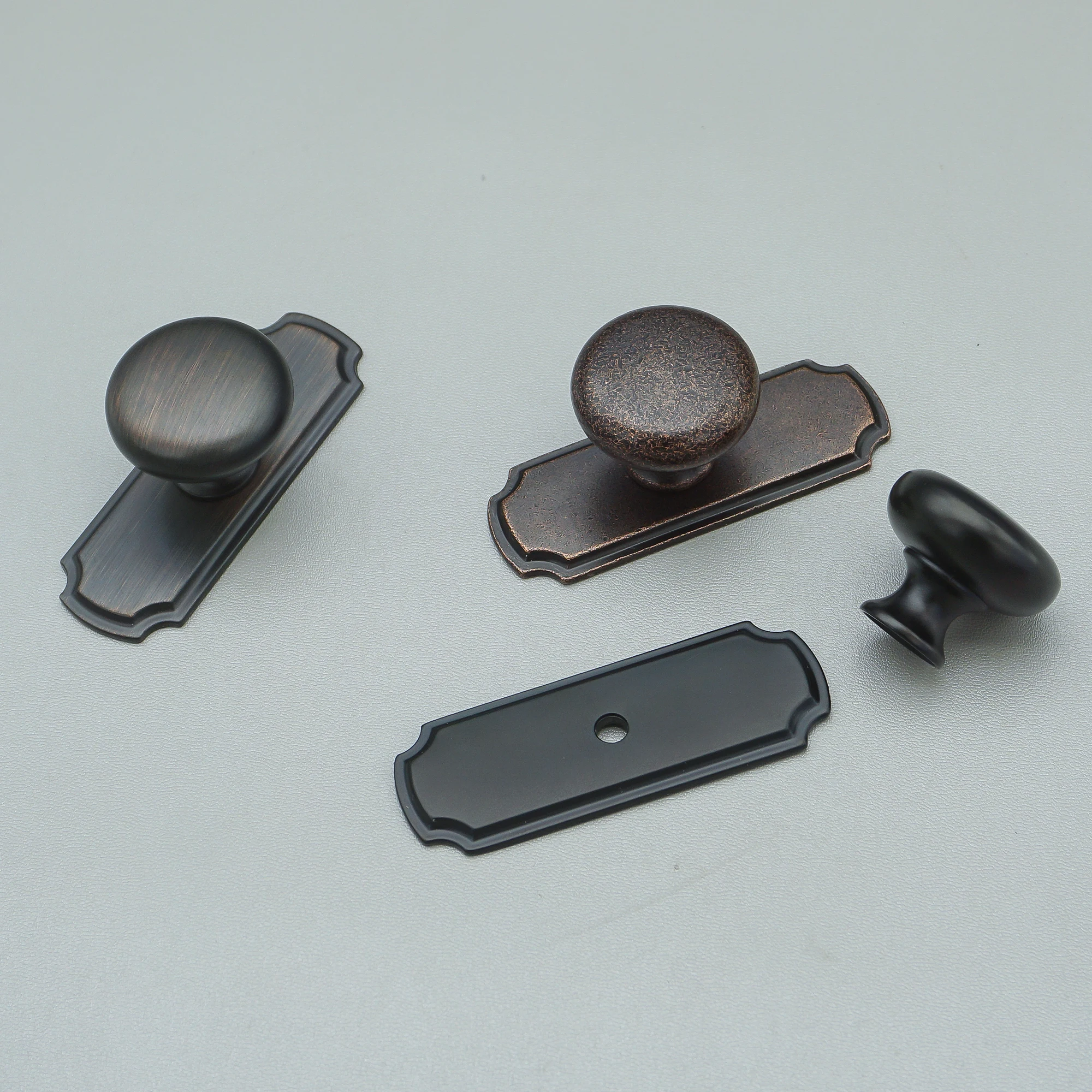 Black Cabinet Knobs Handles With Back Plate Furniture Handles Oil Rubbed Bronze Wardrobe Pull Kitchen Cupboard Door Knobs LBFEEL