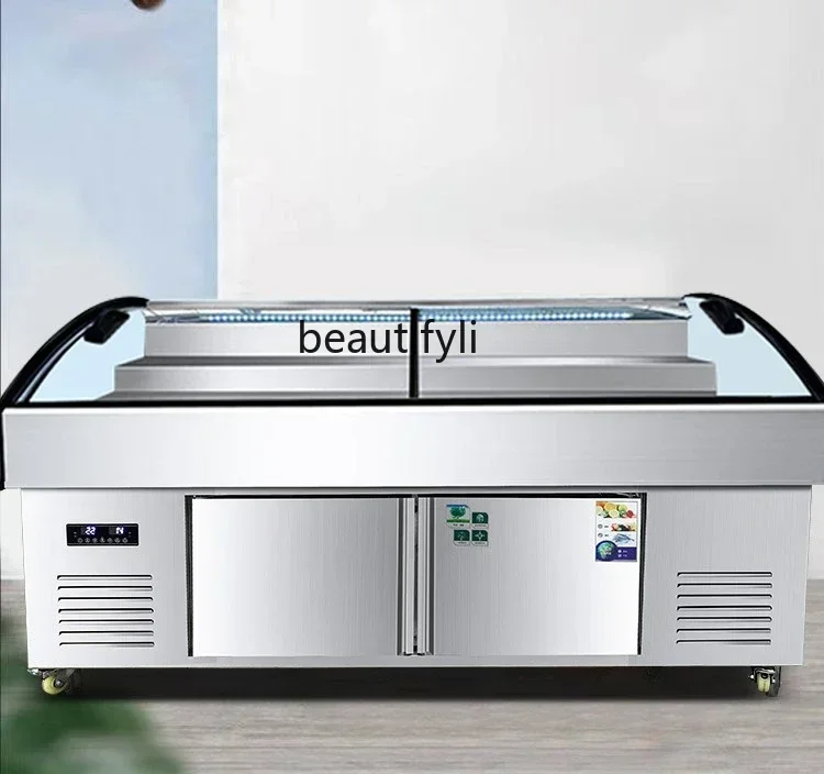 

l Ladder Ice Platform Display Refrigerated Cabinet Commercial Cold Vegetable Cabinet Fresh Keeper