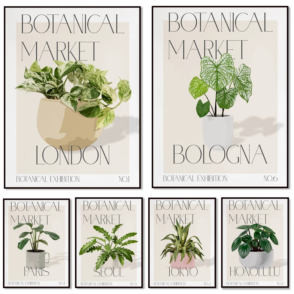 Botanical Market, Bologna Poster, Botanical Print, Boho Printable Art, Nursery Print, Gallery Wall, Modern Home Decor Art