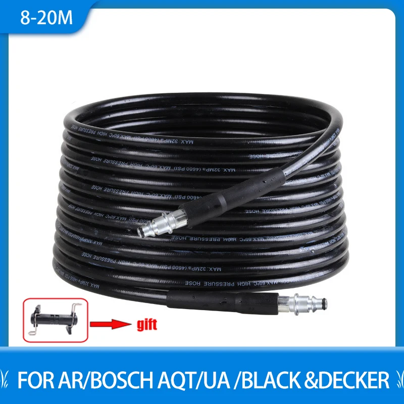 

8-20M High Pressure Washer Hose Pipe Water Cleaning Extension Hose Cord For BOSCH AR AQT UA Black DECKER Car Wash Accessories