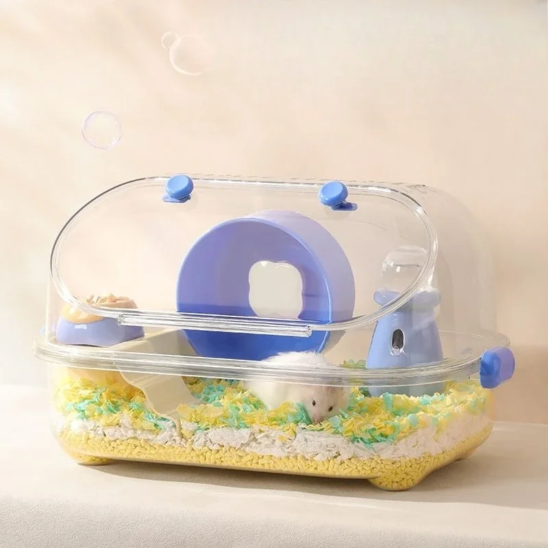 Apartment hamster cage transparent luxury outing gold wire complete set