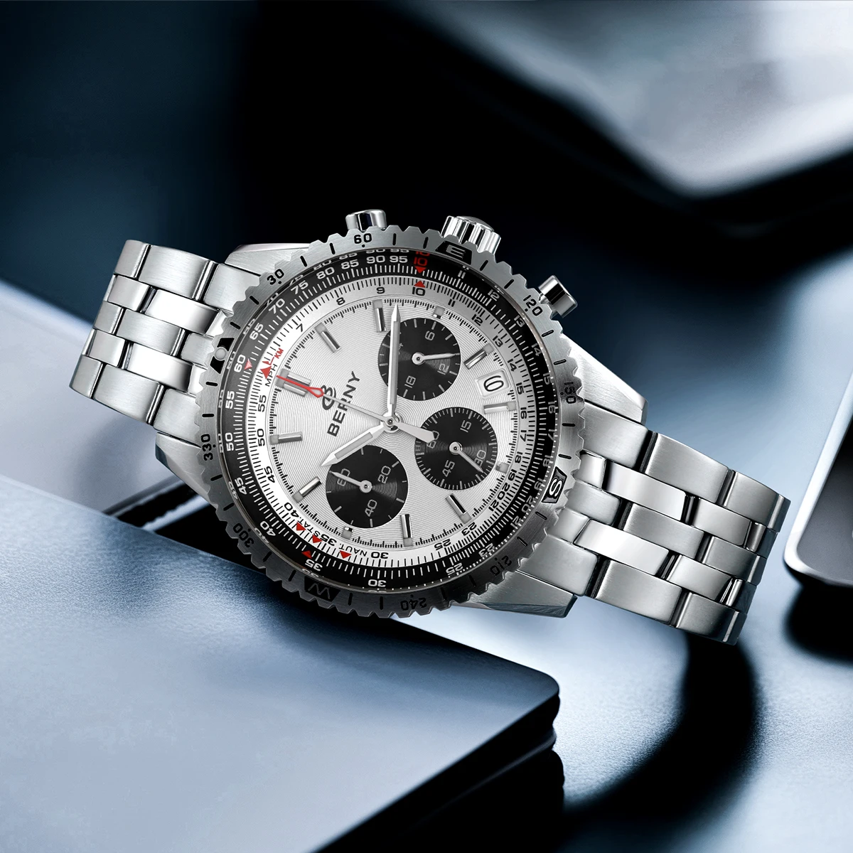 BERNY Aviation Herrenuhren Quarz Chronograph Uhr Datum Saphir Super Leuchtend Luxusmarke Dress Herren Armbanduhr – Detail 15