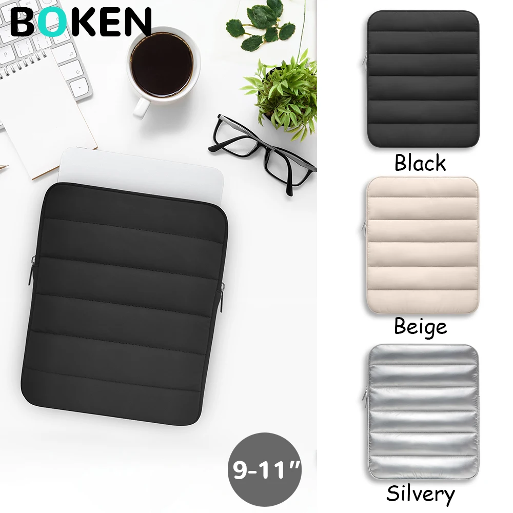 9 11Inch Puffy Tablet Sleeve Case Soft Quilted Protective Sleeve for iPad Air/Mini/Pro, Tablet Sleeve Bag for Xiaomi Samsung Pad