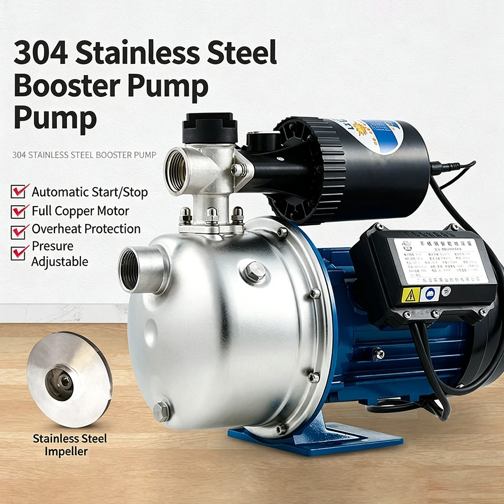 AC220V 304 Stainless Steel Self-priming Booster Pump, Food-g