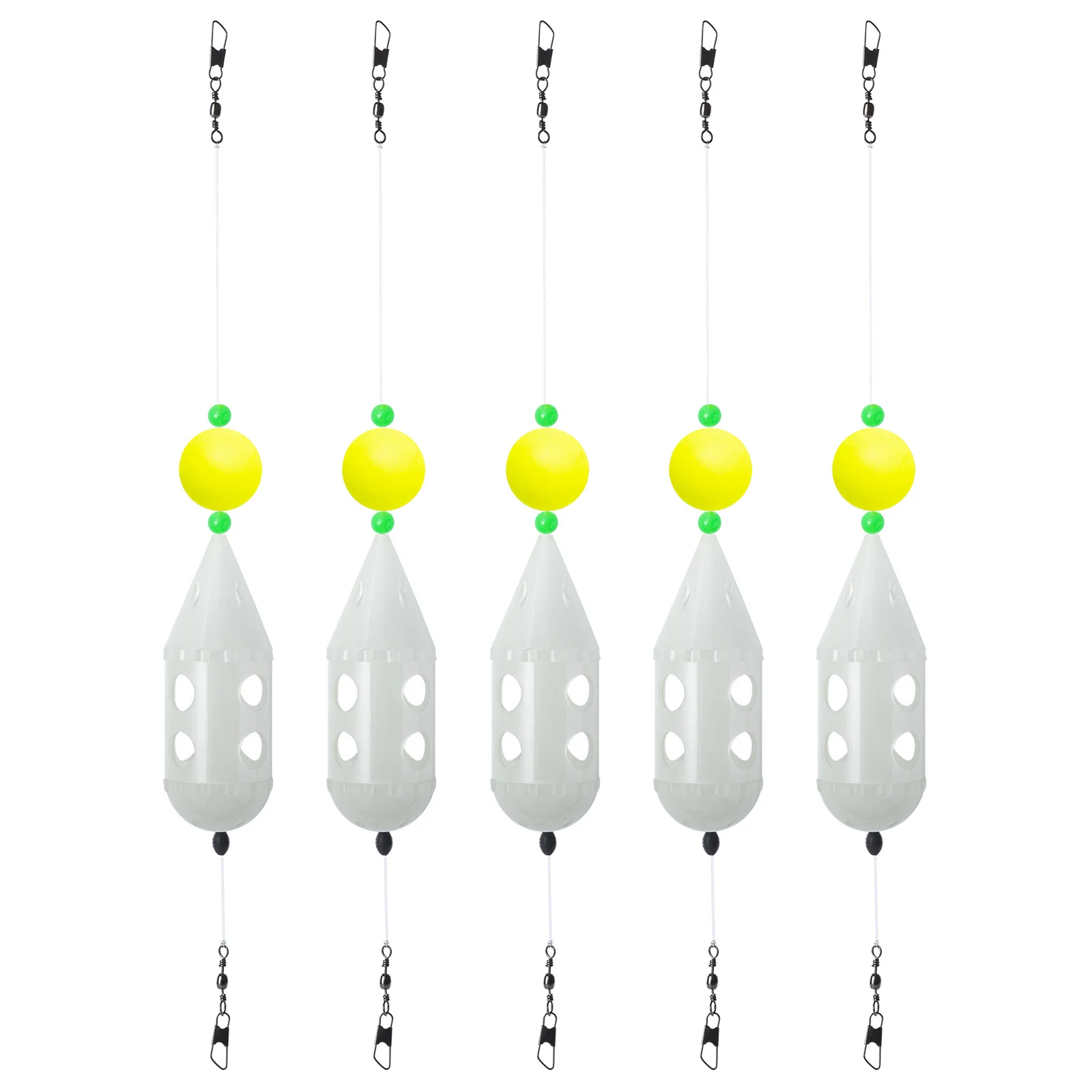 

Goture 2/4/5pcs Mini Rotating Bait Cage Maggot Feeder Clear Cap Swim Feeders with Foam Ball for Maggot Carp Match Fishing Tackle