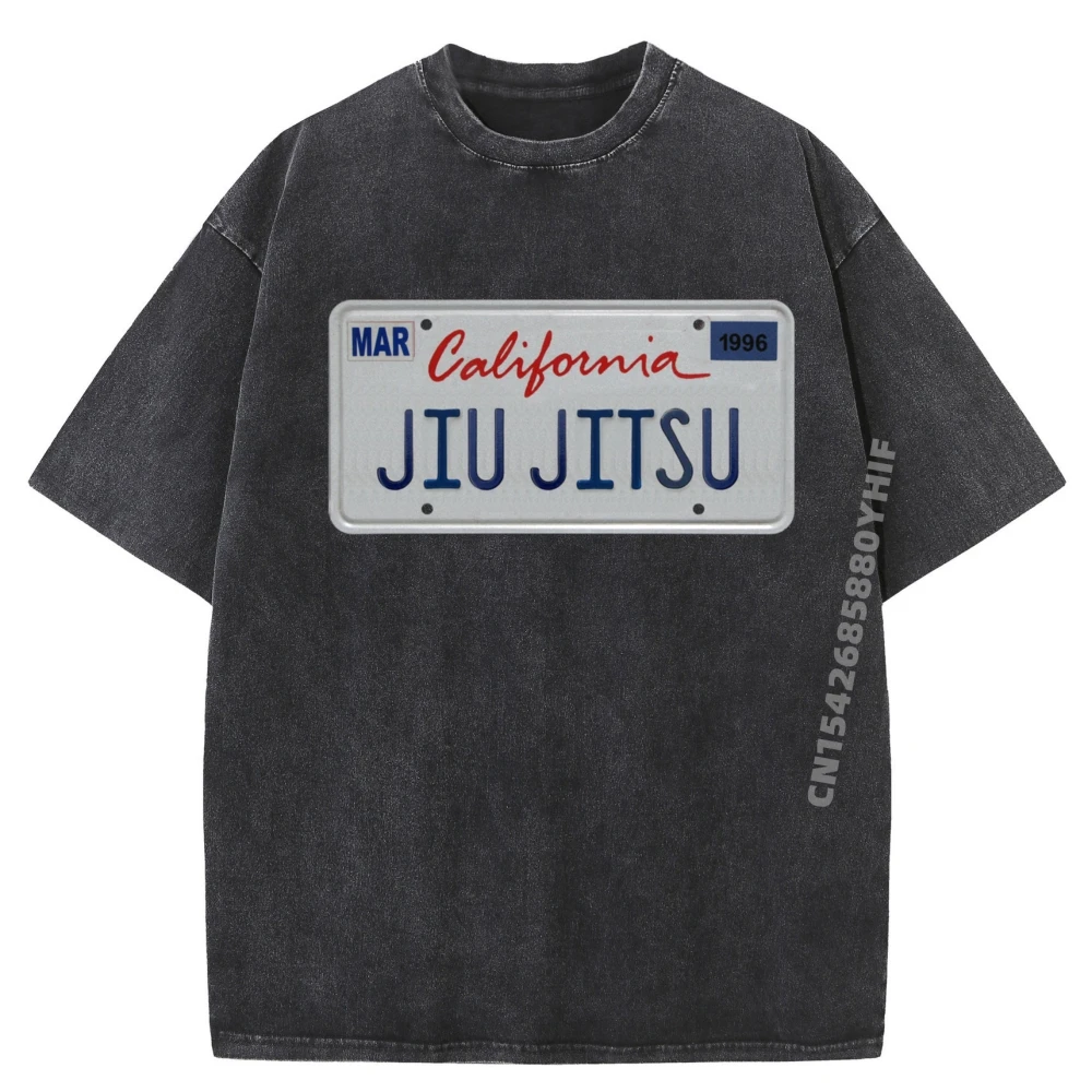 

Funky Jiu Jitsu CaliFornia Plate Tshirts Daily Wear Comfortable women's Tops Tees Christmas T-Shirt Retro Washed Shirt