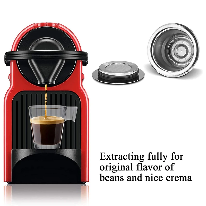 4X Espresso Refillable Capsules Reusable Nespresso Pod Espresso Coffee Pod Stainless Steel Capsules Compatible