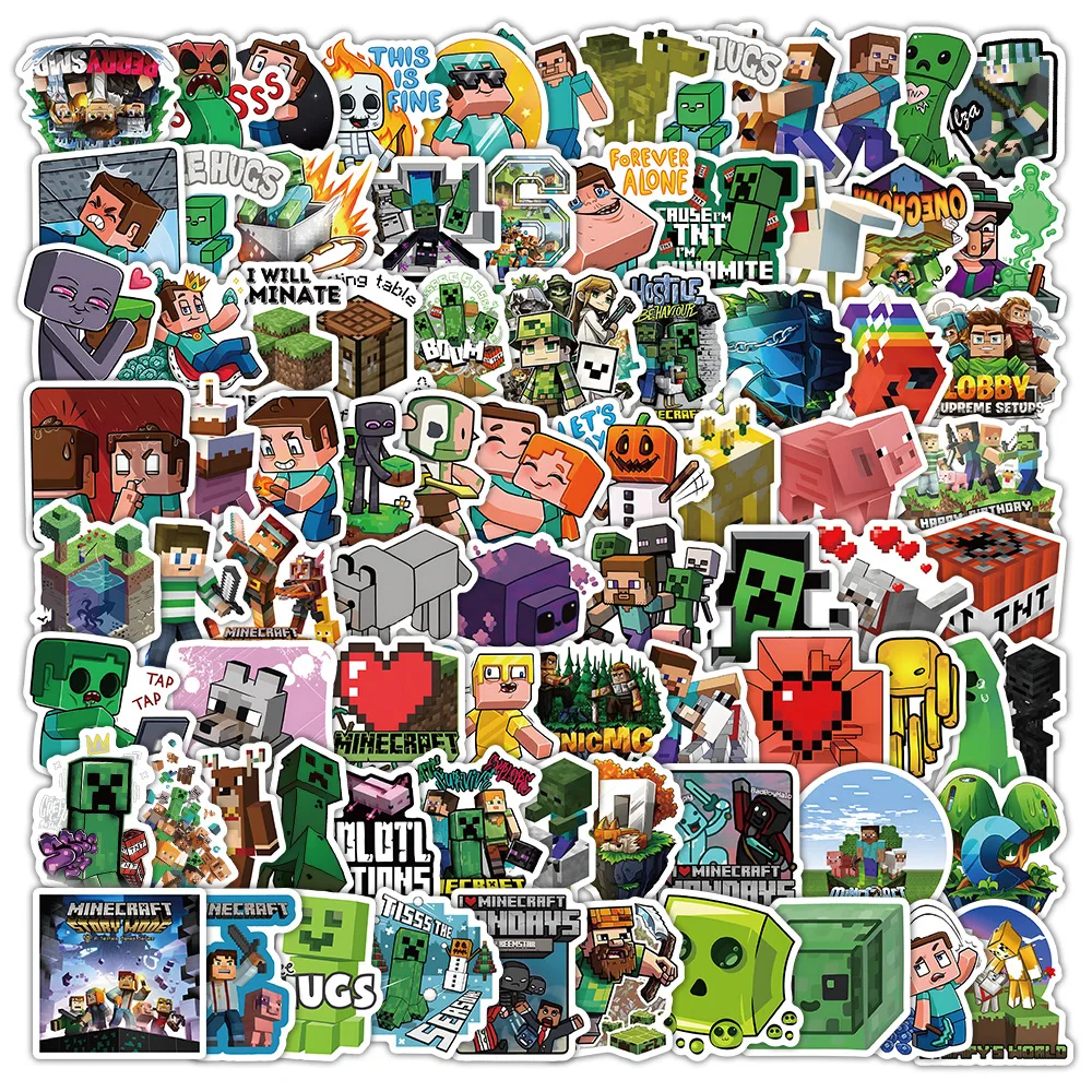 104pcs Minecrafte Stickers Creeper Sword Miner Cartoon My World Phone Notebook Suitcase Cartoon Waterproof Water Cup Decoration view 5
