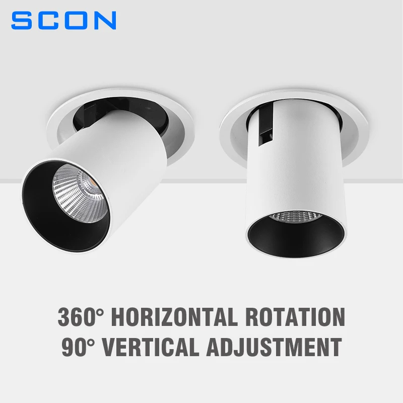 Imagem -03 - Scon 10 w Stretchable Led Spotlight Parede de Fundo Rotateable Pintura Lâmpada Alta Cri Embutida Teto Downlight Luz Lavagem da Parede