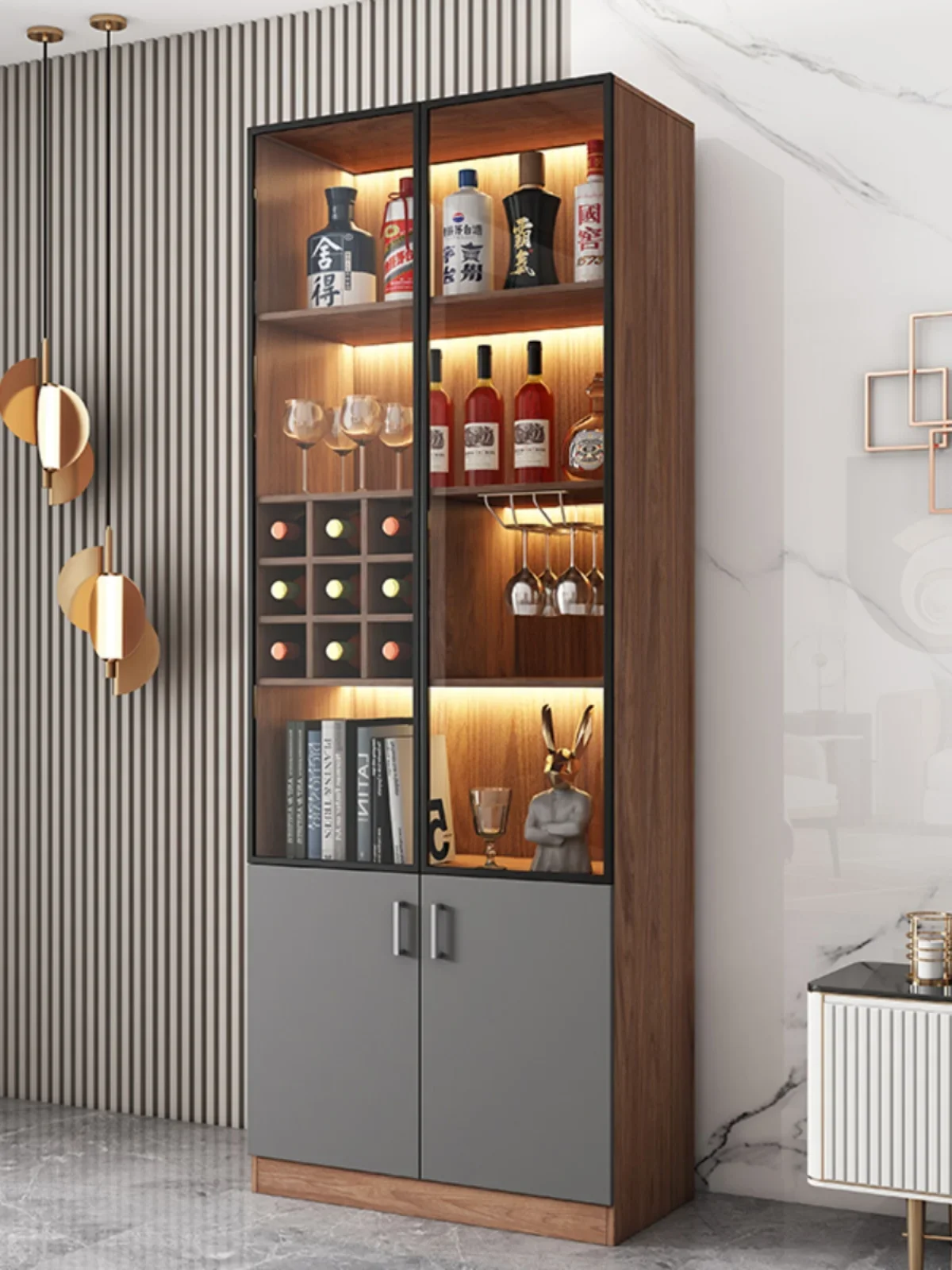 

Advanced Wooden Wine Cabinet Glass Door Collect Storage Vitrina Wine Cabinet Bar Armarios Para Sala De Estar Bar Furniture Club