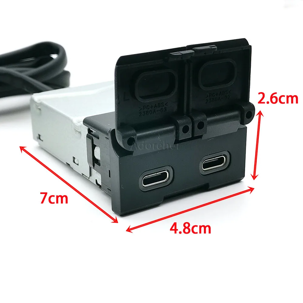 1Pc Auto Parts Dual TypeC Changer Phone Charing  For Toyota Camry Avalon Highlander Levin RAV4 Connecting Line
