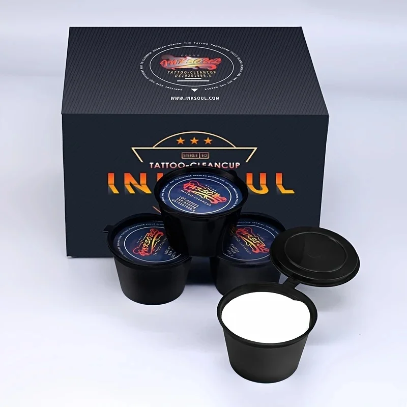 Goldplume 18 pçs/caixa copos de enxágue de esponja impregnada descartável para agulhas e pontas enxágue e limpeza, impregnação de esponja profissional, suprimentos de limpeza de tatuagem