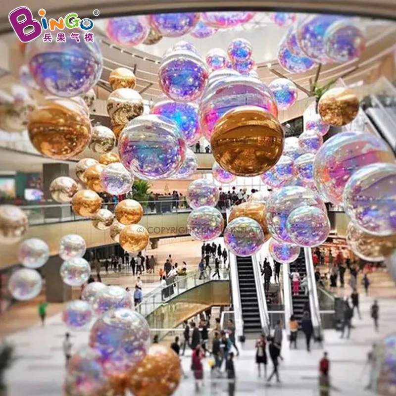 0.5M-2M Inflatable Colorful Mirror Ball Airtight Hanging PVC Reflective Balloons Disco For Nightclub Stage Decoration