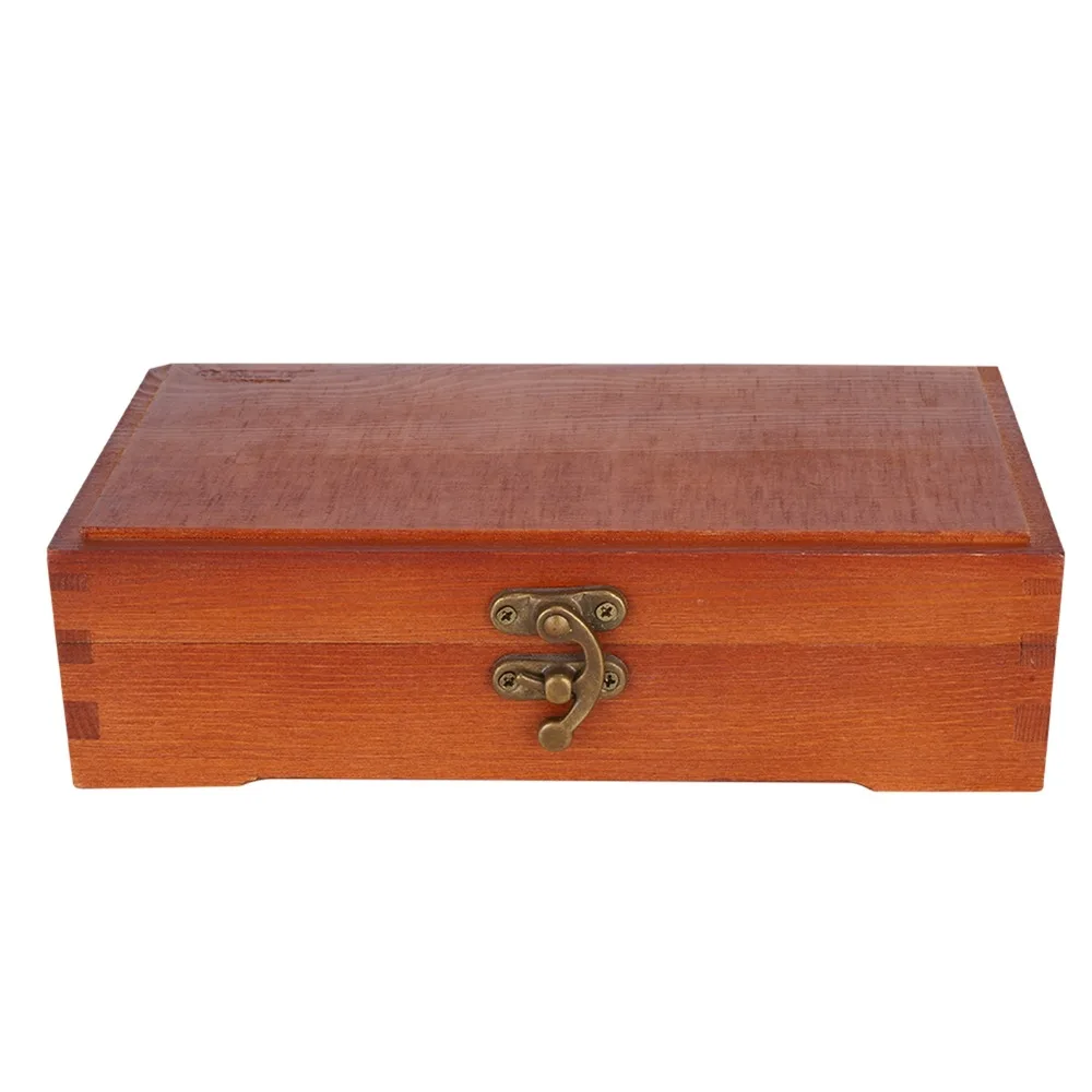 1PCS Solid Wood Material Wooden Storage Box Hinged Lid Design Lockable Closure Pencil Storage Case Jewelry Organizer Box