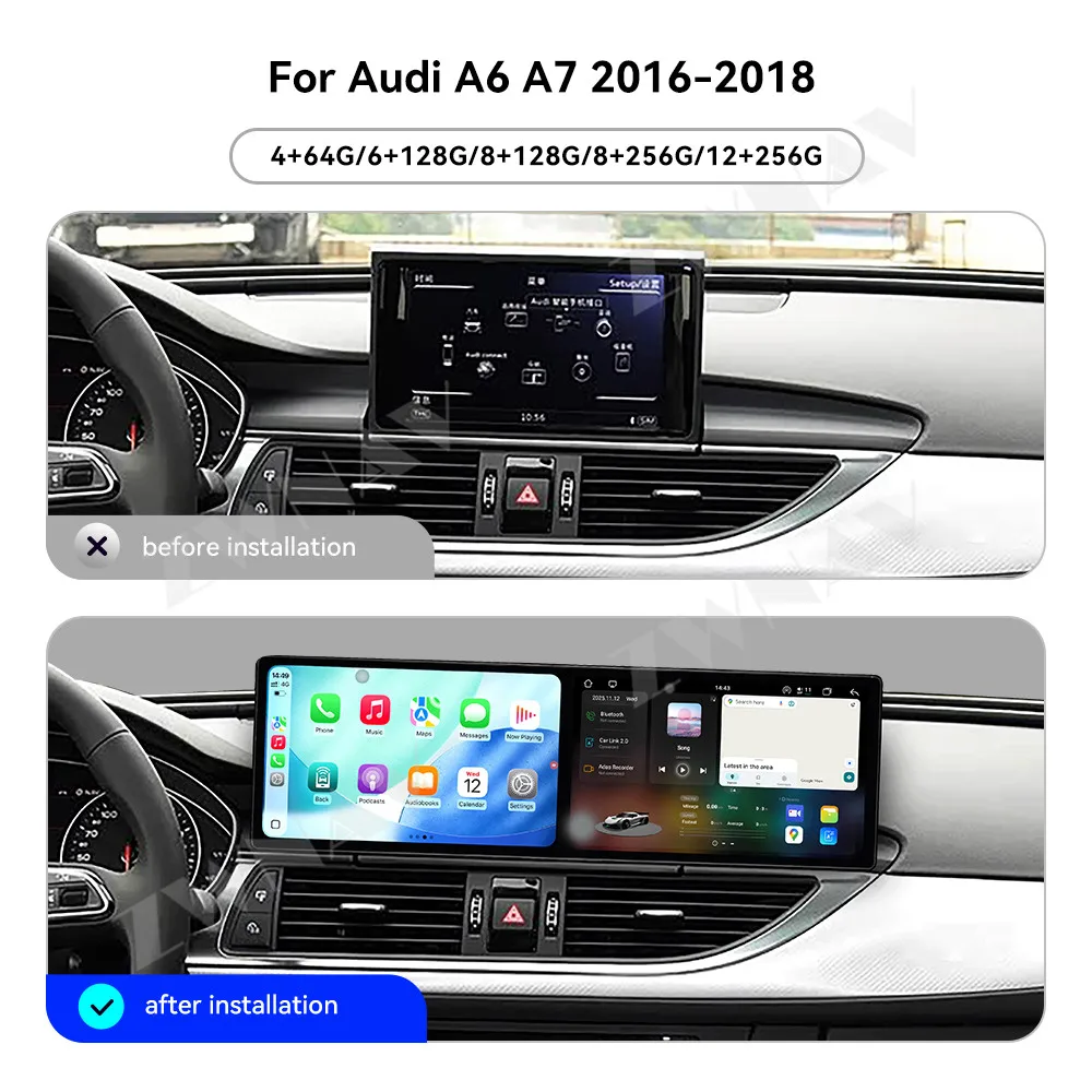 

Для Audi A6 A7 2016-2018 двойной экран 9,1 дюйма автомобильный радиоприемник беспроводной Carplay GPS Navi Android автоматический мультимедийный плеер головное устройство 4G WIFI