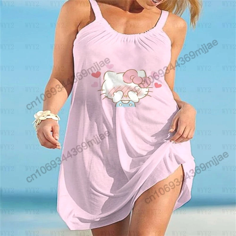 HelloKitty Y2K Tops para Mulheres, Vestidos de Praia, Roupas Zevity, T-shirt, Espartilho, Roupas Femininas, Verão, 2022