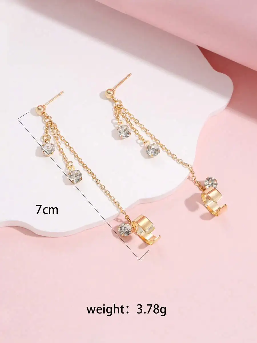 

Hip Hop Style Stud Earrings With Ear Cuff Chain Dangle Set