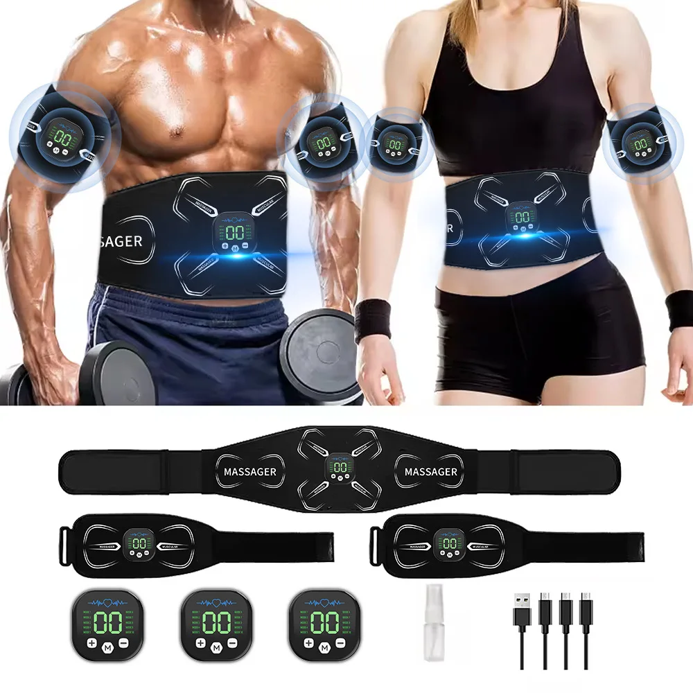 

EMS Muscle Stimulator Set – Electric Abdominal Belt & Arm Toner for Home Fitness Fat Burning