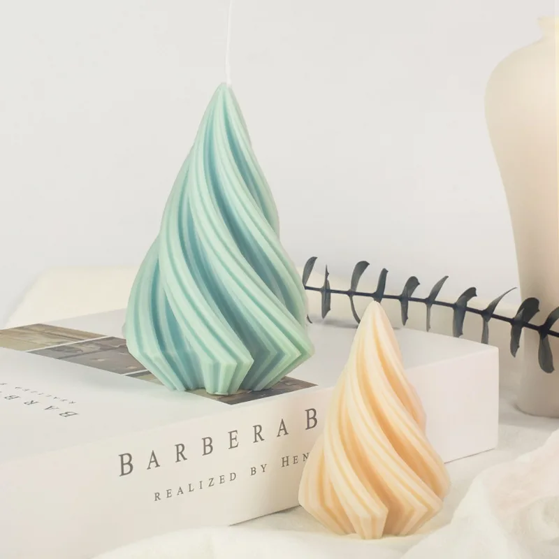 3D Pointed Spiral Candle Silicone Mold Rotating Wave Geometry Cake Chocolate Silicone Mold Soap Mold