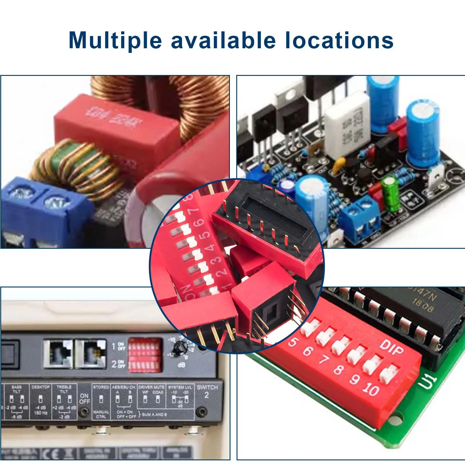 30/40pcs Slide Type Dip Switch Double Row Switches Module 2.54mm 1 - 12 Position For Circuit Breadboards