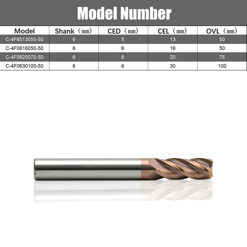 6mm 4 flauta fresa lateral para aço carbono hrc50 rosto slot endmill casaco carboneto de tungstênio metal cnc roteador ferramentas bit espiral