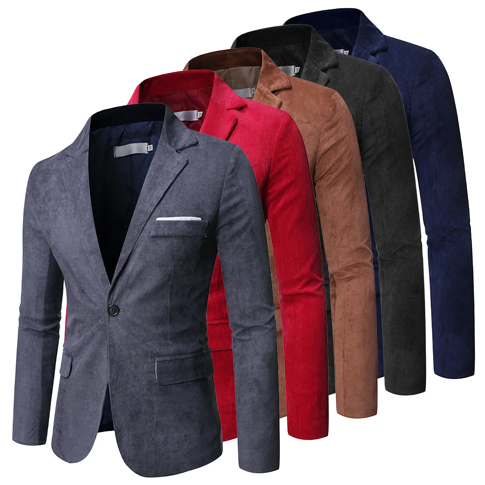 

Popular Corduroy Men Blazer Turndown Collar Plus Size Slim-fitting Button Suit Jacket Comfy Men Coat Office Blazers For Men ﻿