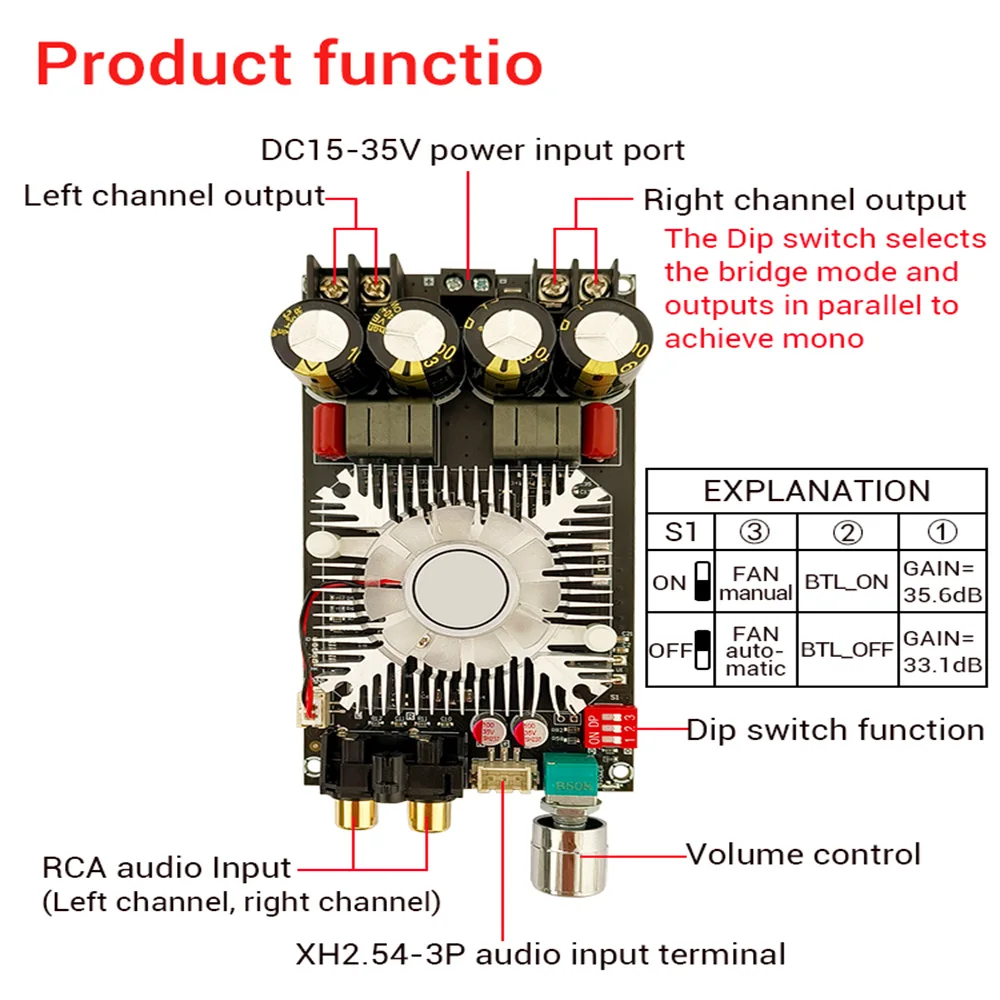 DC15-35V ZK-1602 чистая задняя цифровая плата усилителя 160 Вт * 160 Вт двухканальная Hi-Fi стерео/220 Вт моно чип TDA7498E с охлаждающим вентилятором