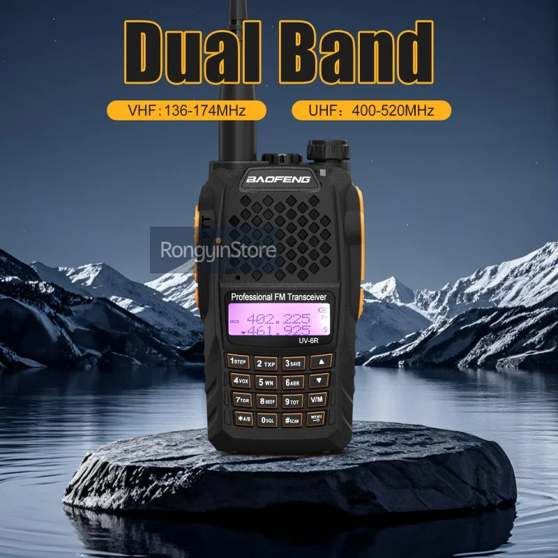Baofeng UV-6R uv6r banda dupla vhf uhf 136-174mhz & 400-520mhz rádio em dois sentidos uv 6r rádios presunto em dois sentidos fm walkie talkie para caça