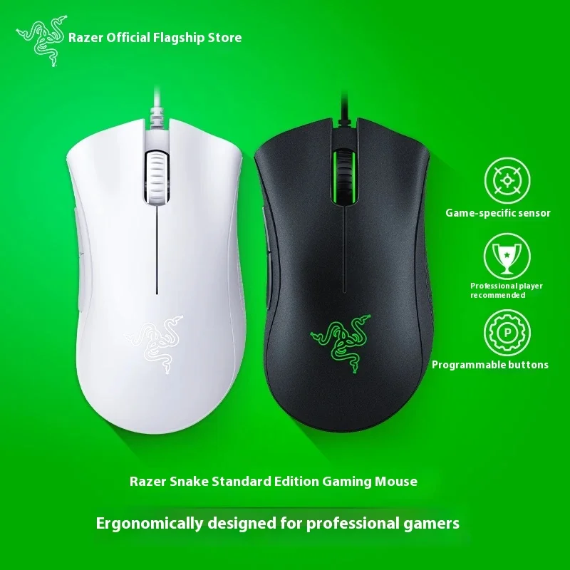 ماوس الألعاب السلكي Razer DeathAdder الإصدار القياسي باللونين الأبيض والأسود للكمبيوتر Esports LOL Office Use ملحقات الماوس