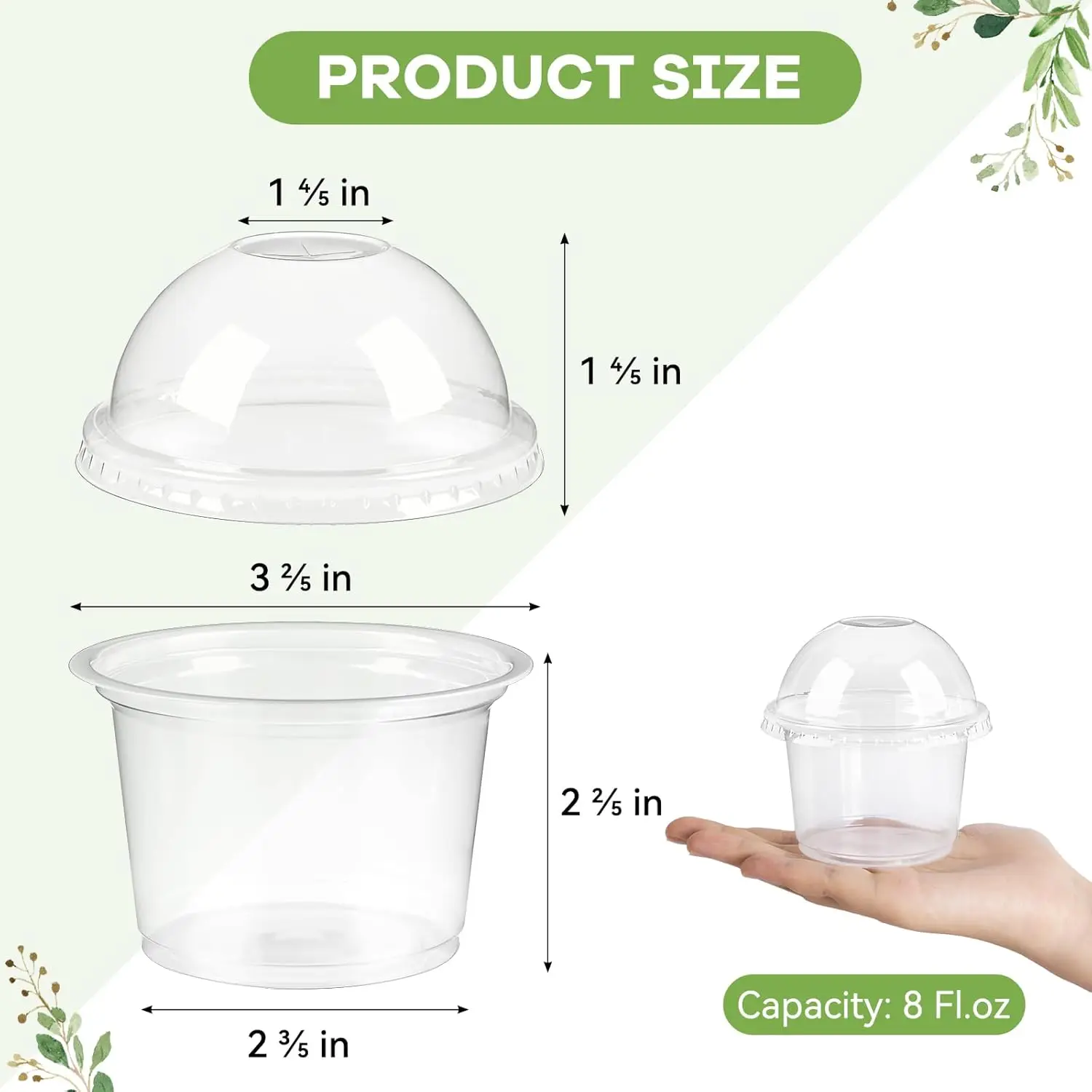 8OZ  Disposable Plastic Cups with Dome Lids Clear Dessert Cup Mini Parfait Appetizer Container for Ice Cream Cake Fruit Jelly
