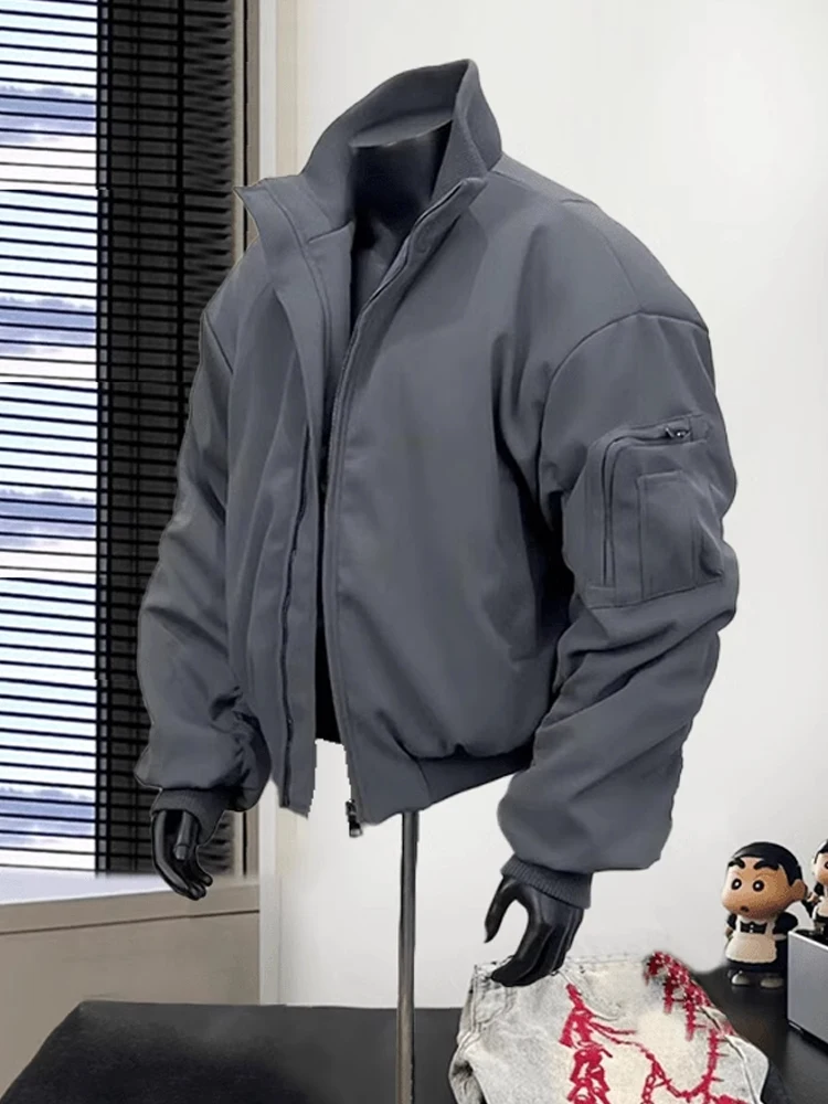 Męska kurtka bomberka MA, ocieplana bawełną, kurtka lotnicza z wysokim kołnierzem, idealna na zimę, ciepła odzież wierzchnia z włókna poliestrowego.