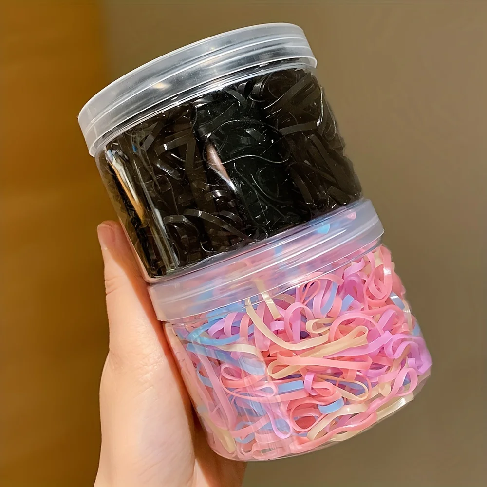 1000 شريط مطاطي صغير يمكن التخلص منه للفتيات الصغيرات لربط شعرهم بمرونة عالية وأربطة مطاطية متينة لربط الشعر