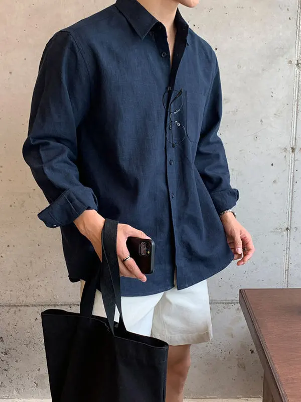 

plus Size 300 Pou Korean Sle Casual Long Sve irt Men's Spring Summer Thin Design Sensation Leisure irt