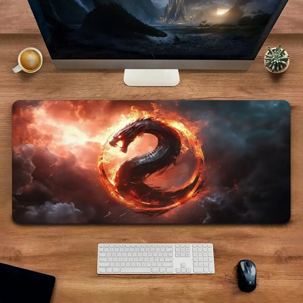 

Cool Fiery Dragon Large Gaming Mousepad XXLKeyboard Gamer Mouse Pad on The Table Speed Desk Mat Anime 900x400 700X300 Mouse Mats