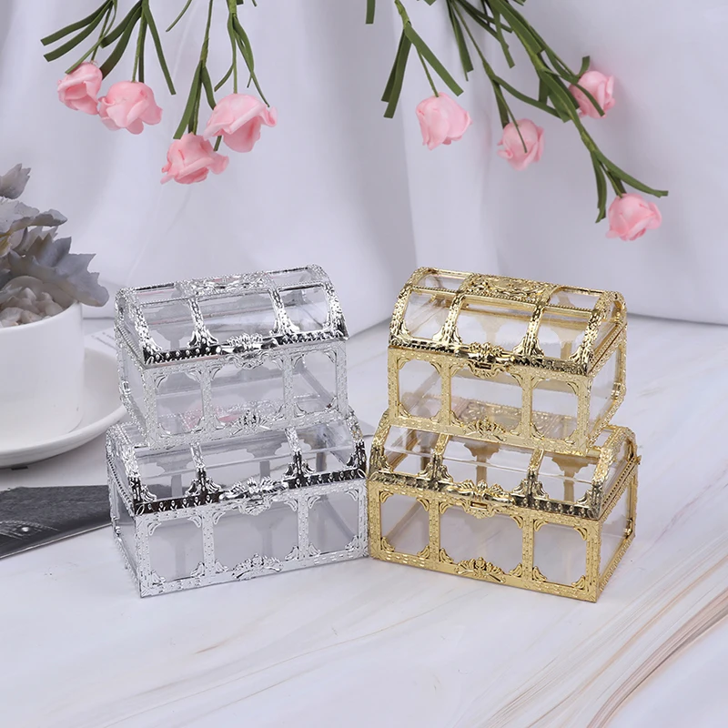 1PC Portable Vintage Gold Silver Treasure Storage Box Candy Trinket for Jewelry Crystal Gem Trinket Box Bedroom Decoration images - 6