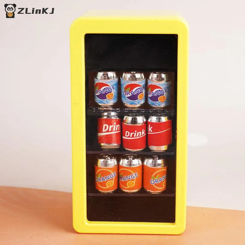 ▶ 1:12 دمية المنمنمات الثلاجة المعلبة شرب المشروبات خزانة نموذج بيت الدمية سوبر ماركت اكسسوارات التظاهر اللعب لعبة DIY بها بنفسك #5