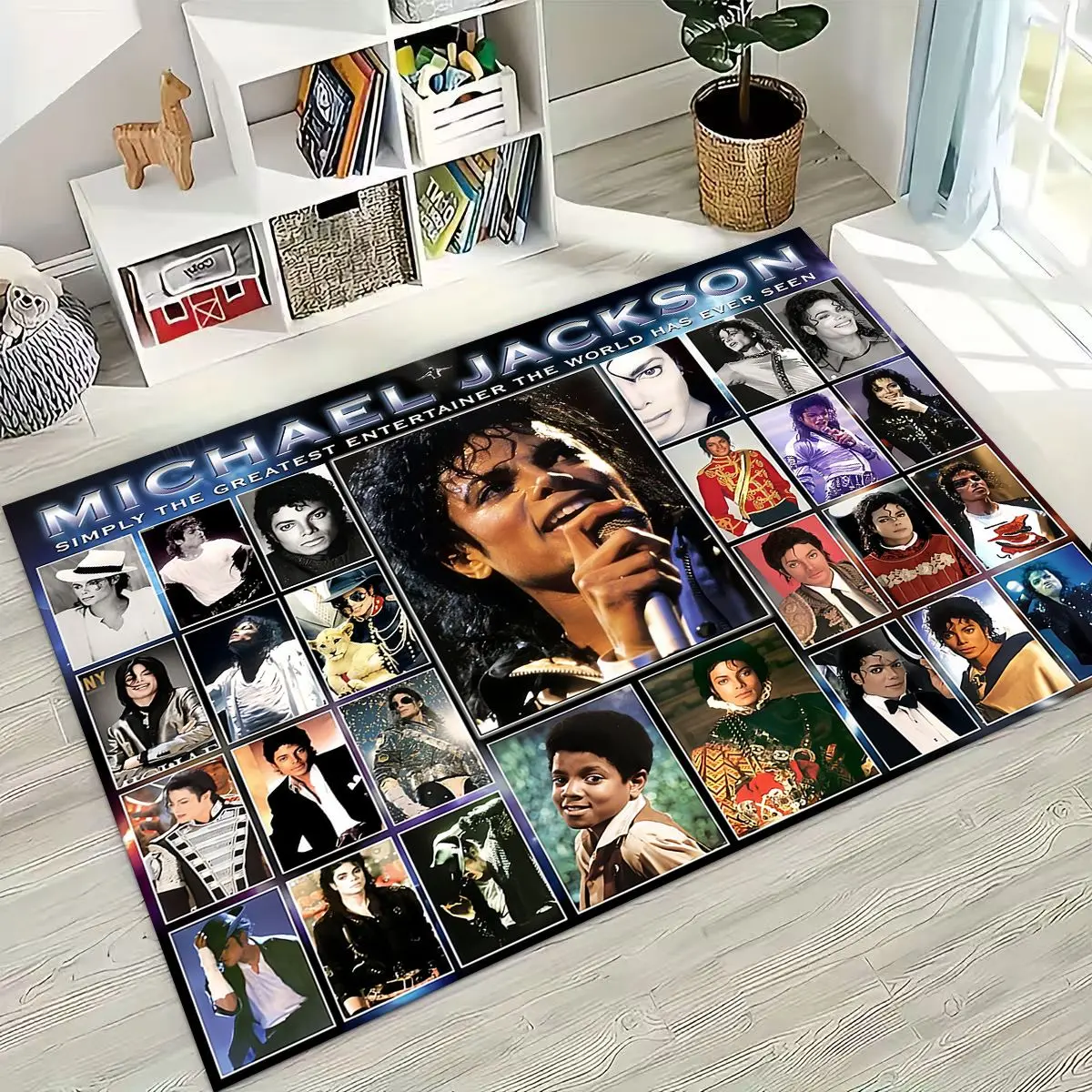 

Fashion MJ Michael Jackson King of Pop Art Rug for Bedroom Living Room Sofa Home Doormat Decor, Large Kids Non-slip Floor Mat