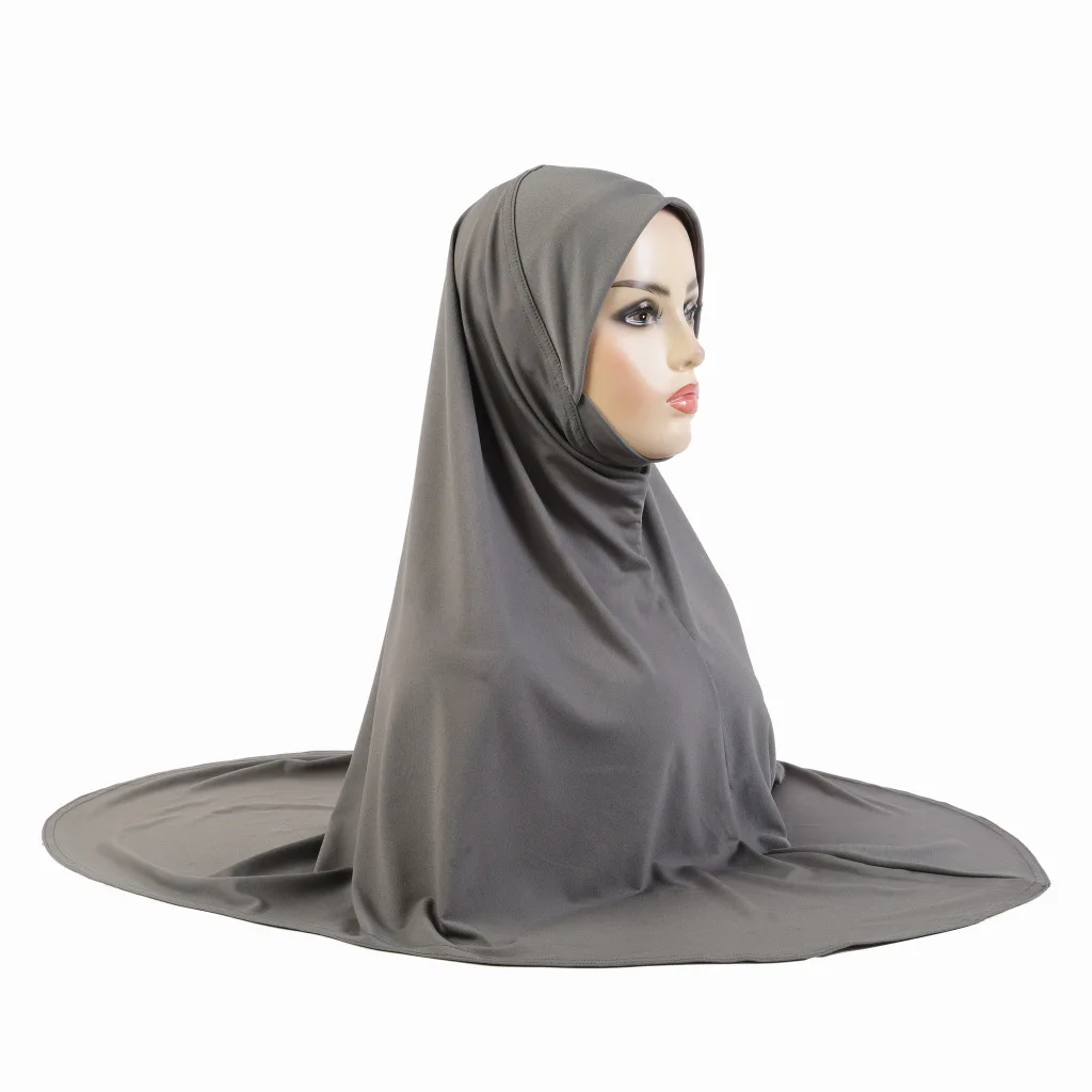 

100*90CM Plain Pray Hat Hijab Muslim Women Scarf Islamic Headscarf Hat Armia Pull On Headwrap Instant Turban Niqab Nikab Khimar