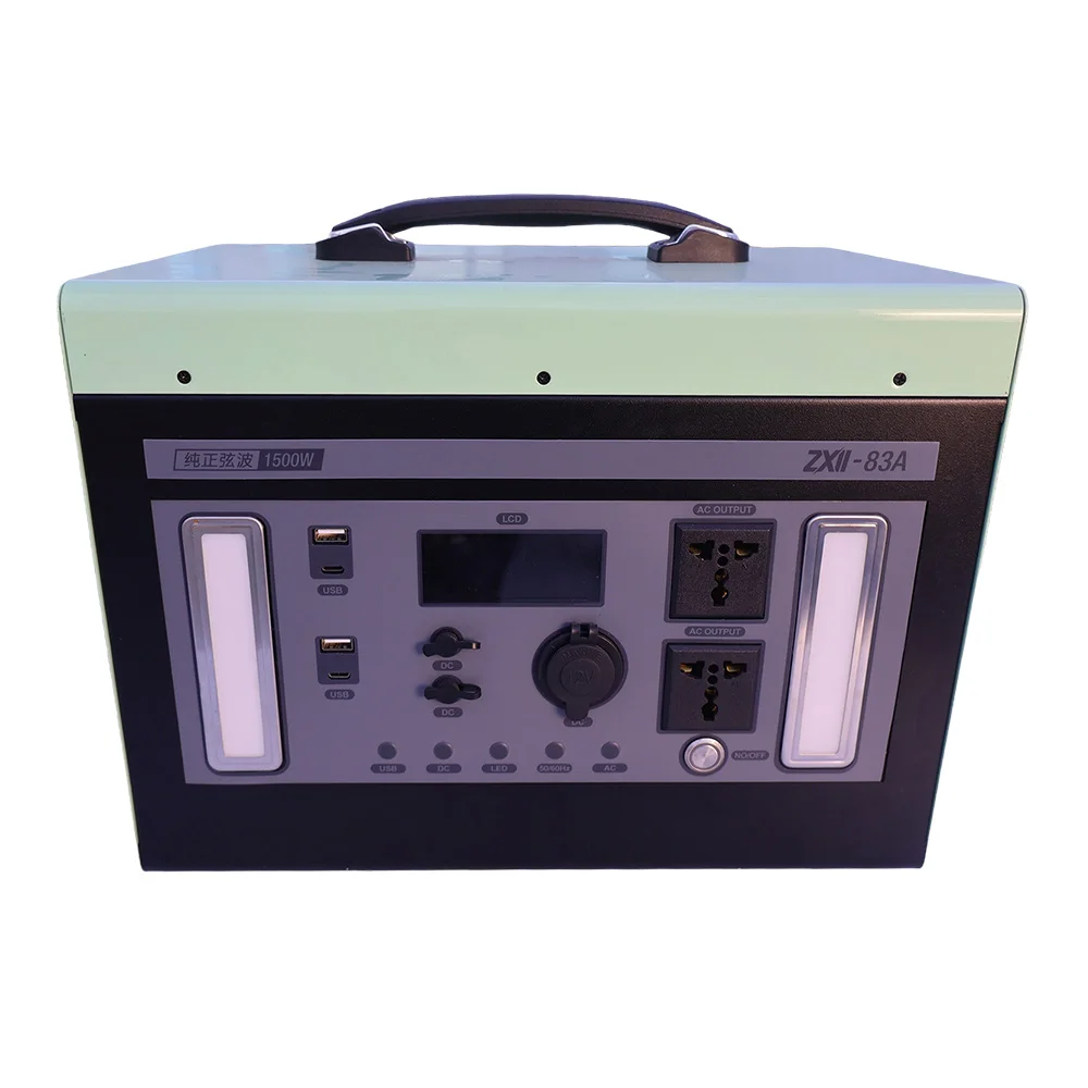 

1500W Portable Power Station High Output Pure Sine Wave MPPT AC Outlets USB-C PD Fast Charge Solar Generator Mobile Power Bank